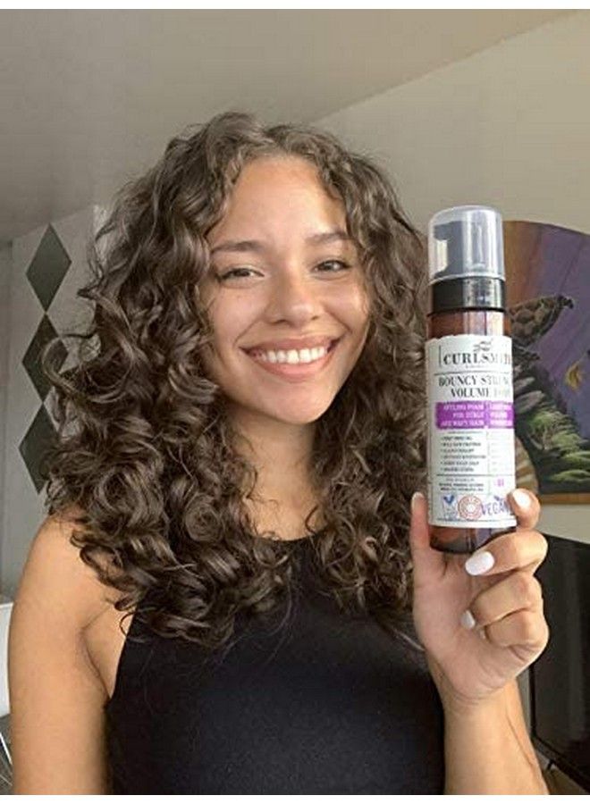 CURLSMITH رغوة تصفيف الشعر Bouncy Strength Volume Foam للشعر المجعد والمموج مع تثبيت خفيف (7.5 أونصة سائلة) - Image 4