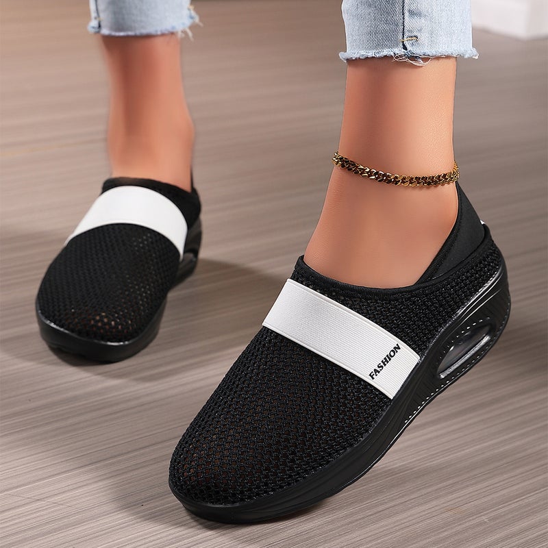 Spring Women''s Shoes for Outer Wear Mesh Casual Shoes Slip-On Breathable Lazy Shoes Flats Fly Woven Breathable 41 Large Size 42 - Image 1