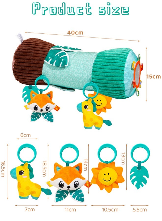 كويفلوكس وسادة ألعاب وقت الاستلقاء على البطن للأطفال حديثي الولادة، وسادة تدريب الأطفال مونتيسوري مع ألعاب حسية، متعددة الوظائف لدعم وقت الاستلقاء على البطن والزحف للأطفال من عمر 0 ​​إلى 12 شهرًا، لعبة تنموية مع عضاضة وورق مجعد ومرآة، قماش مخملي قابل للغسل - Image 2