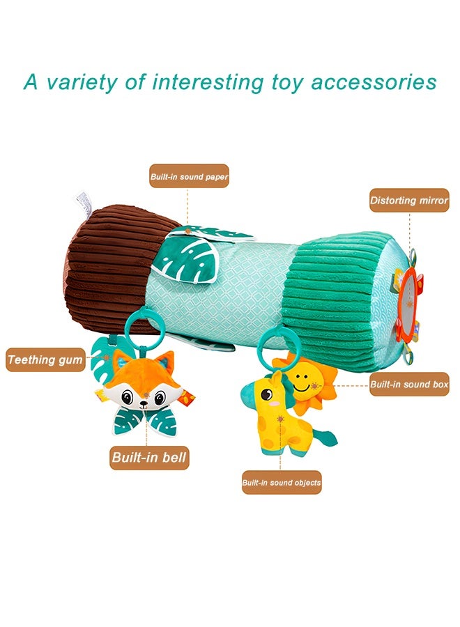 كويفلوكس وسادة ألعاب وقت الاستلقاء على البطن للأطفال حديثي الولادة، وسادة تدريب الأطفال مونتيسوري مع ألعاب حسية، متعددة الوظائف لدعم وقت الاستلقاء على البطن والزحف للأطفال من عمر 0 ​​إلى 12 شهرًا، لعبة تنموية مع عضاضة وورق مجعد ومرآة، قماش مخملي قابل للغسل - Image 4