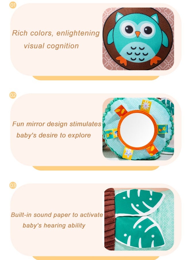 كويفلوكس وسادة ألعاب وقت الاستلقاء على البطن للأطفال حديثي الولادة، وسادة تدريب الأطفال مونتيسوري مع ألعاب حسية، متعددة الوظائف لدعم وقت الاستلقاء على البطن والزحف للأطفال من عمر 0 ​​إلى 12 شهرًا، لعبة تنموية مع عضاضة وورق مجعد ومرآة، قماش مخملي قابل للغسل - Image 5