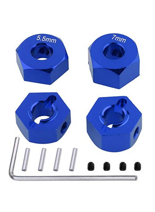 Hobbypark Aluminum 12Mm Hex Wheel Hubs For Traxxas 1/10 2Wd Slash Rustler Stampedehopups Replacement Of Part 1654 3654 (4Pcs) (Navy Blue) - Image 1