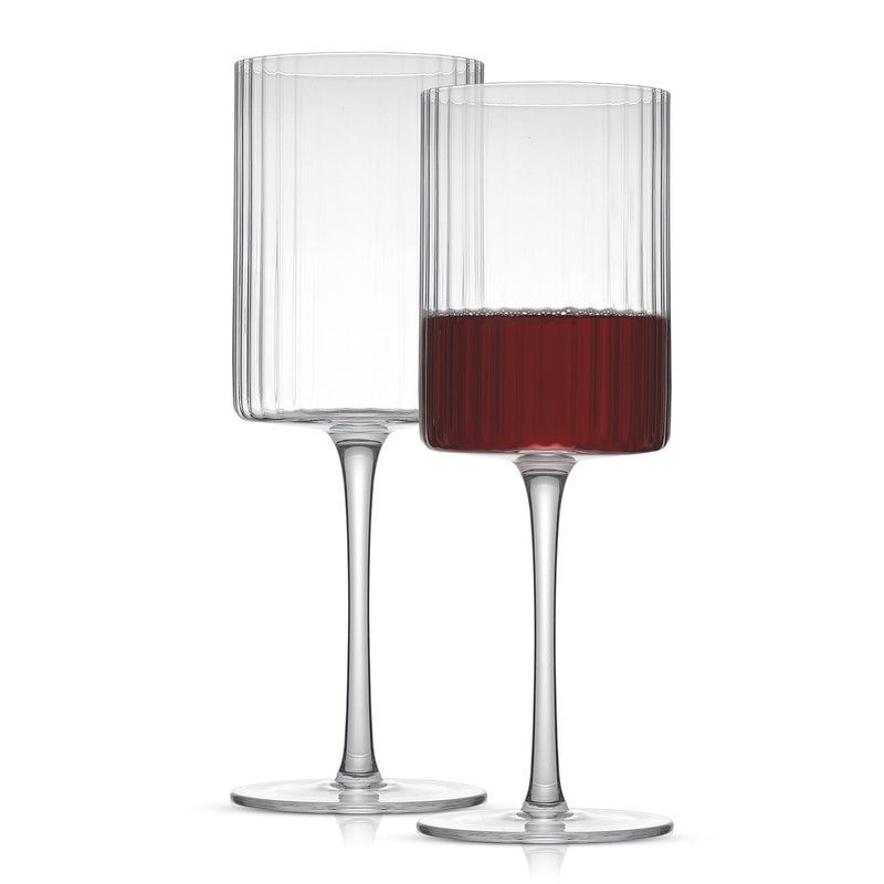 JoyJolt Elle Fluted Wine Glasses 175oz Red Wine Glass Set of 2 Unique Stemmed Glass Big Long Stem Cocktail Vintage Style Drinking Glasses - Image 2