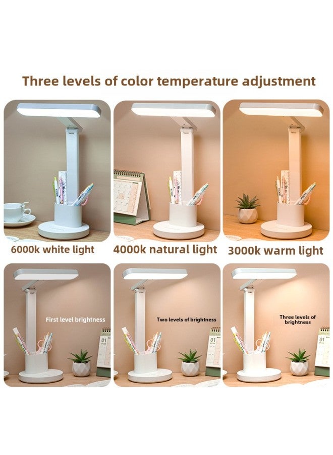Eye Protection LED Table Lamp Learning Special Advanced Bedside Lamp Bedroom Dormitory Charging Reading Lamp Dimming Multifunction-Color:White 18650 Hongli 1200 Mah Charging Model - Image 3