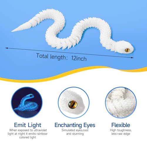 Guiqulai 6Pcs 12in 3D Printed Snake Toys Flexible 3D Printed Animals for Home Desk Decor Christmas Fidget Toys Gifts - Image 5