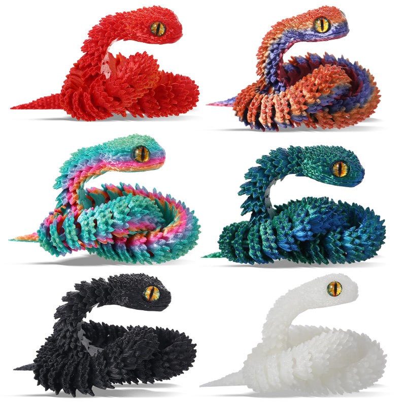 Guiqulai 6Pcs 12in 3D Printed Snake Toys Flexible 3D Printed Animals for Home Desk Decor Christmas Fidget Toys Gifts - Image 3