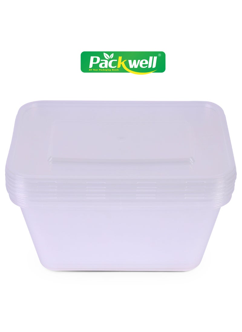 Packwell Microwave Container with Lid 5pcs - PWRP1962 1000 ml, Rectangle Shaped, Pack of 5 BPA-Free, Food grade and Hygienic Perfect for Packing, Storing, Ramadan Food and Iftar Kit Distribution, Etc. Clear - pzsku/Z1F614C84C45B28B171FDZ/45/_/1709358171/4b3757b0-e0b8-468d-a492-d86b601c6d36