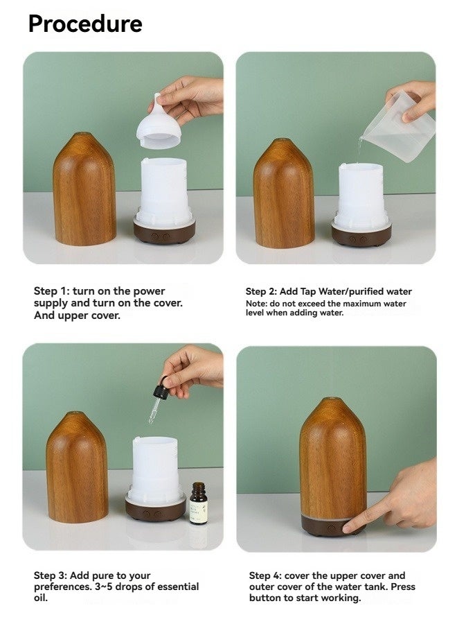 M MIAOYAN Essential oil diffuser, 100ml aromatherapy diffuser, mini ultrasonic diffuser, suitable for home and office use, cool mist humidifier with LED light. - Image 3