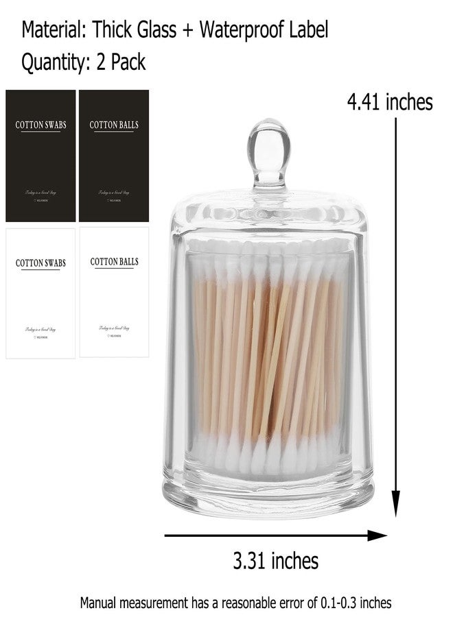 rejomiik 2 Pack Qtip Holder Thick Glass Apothecary Jars with Lid for Bathroom Accessories Vanity Organizers and Makeup Storage for Cotton Ball, Swabs, Makeup Sponges, Candy, Jewelry, Clear - Image 3