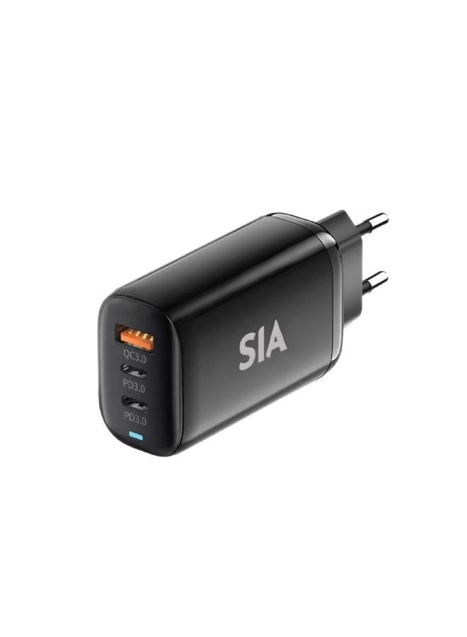 sia VoltBase 65W PD3.0/QC3.0/PPS wall charger with 3 ports-black - Image 1