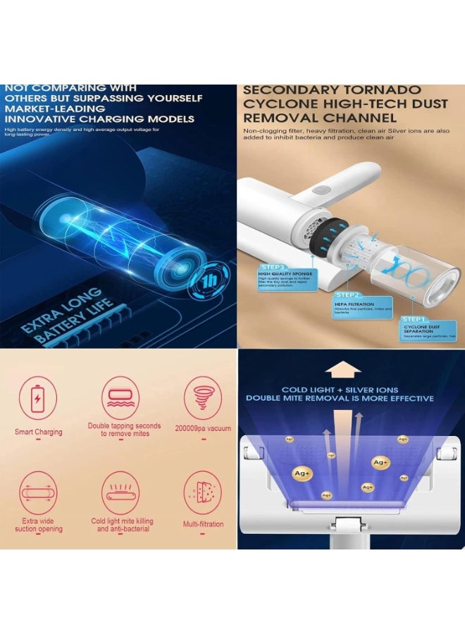 مكنسة كهربائية تحمل باليد لاسلكية لتنظف المراتب والوسائد والسجاد - Image 4