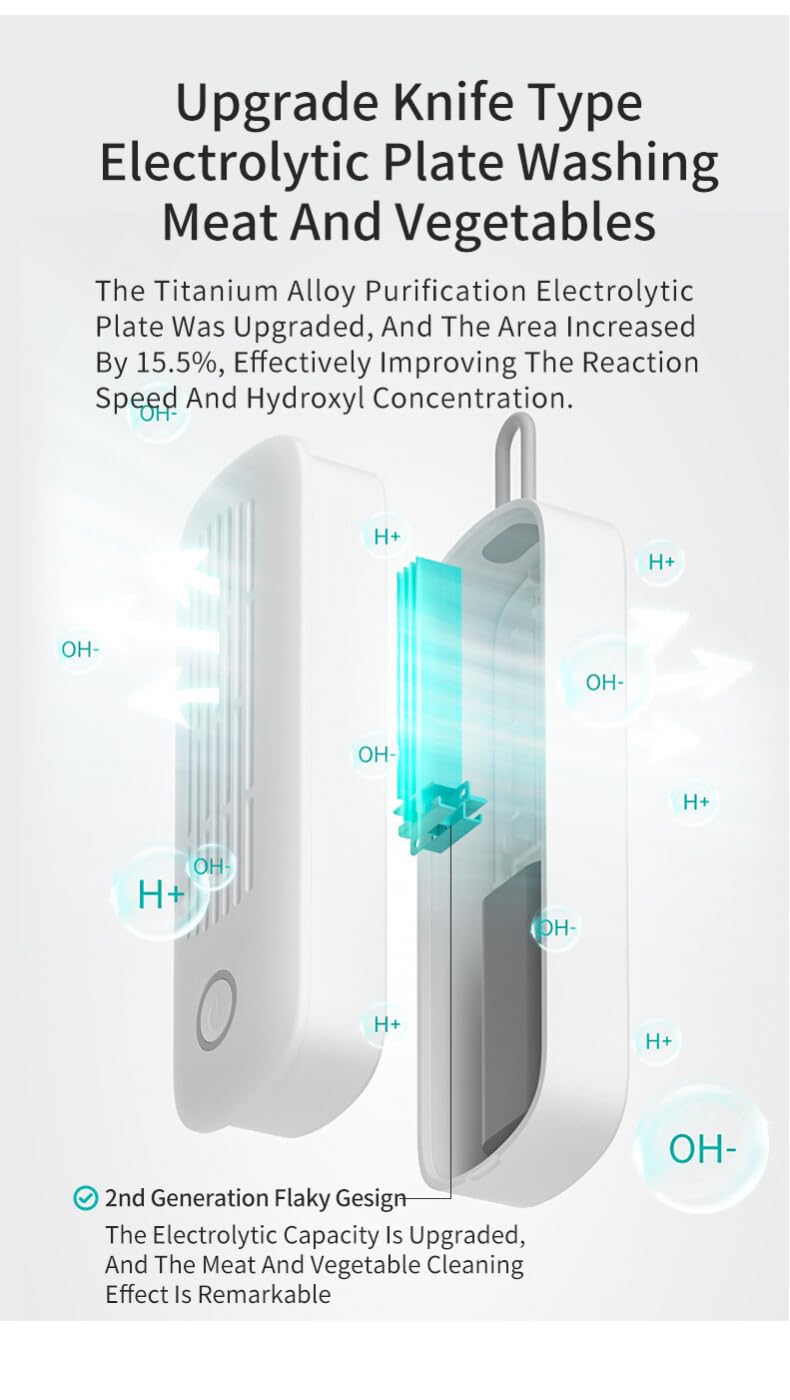 Sole Module Multipurpose Wireless Portable Cleaning Device for Kitchen Meat Vegetables FruitsHealthy PurificationDeep Removal of Bacteria and Germs2 Modes White - Image 5