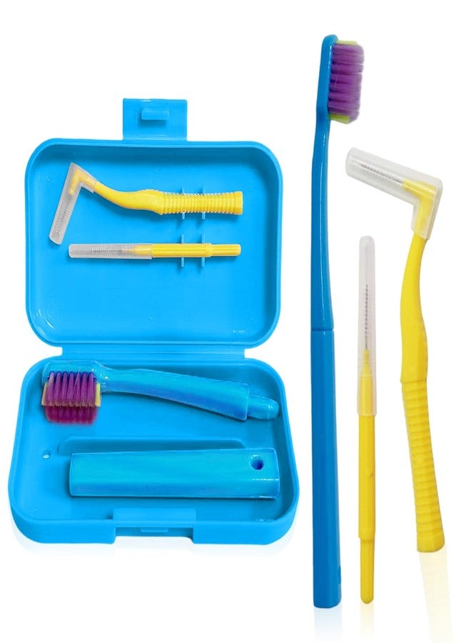 Ceonam 3-Pack Dental Care Kit - Angled Orthodontic Toothbrush, Interdental Brush, and Standard Toothbrush with Travel Case, Soft Bristles for Braces and Teeth Cleaning - Image 1