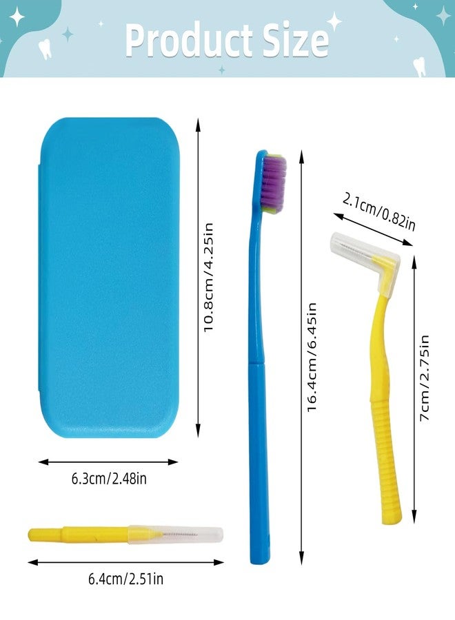 Ceonam 3-Pack Dental Care Kit - Angled Orthodontic Toothbrush, Interdental Brush, and Standard Toothbrush with Travel Case, Soft Bristles for Braces and Teeth Cleaning - Image 2