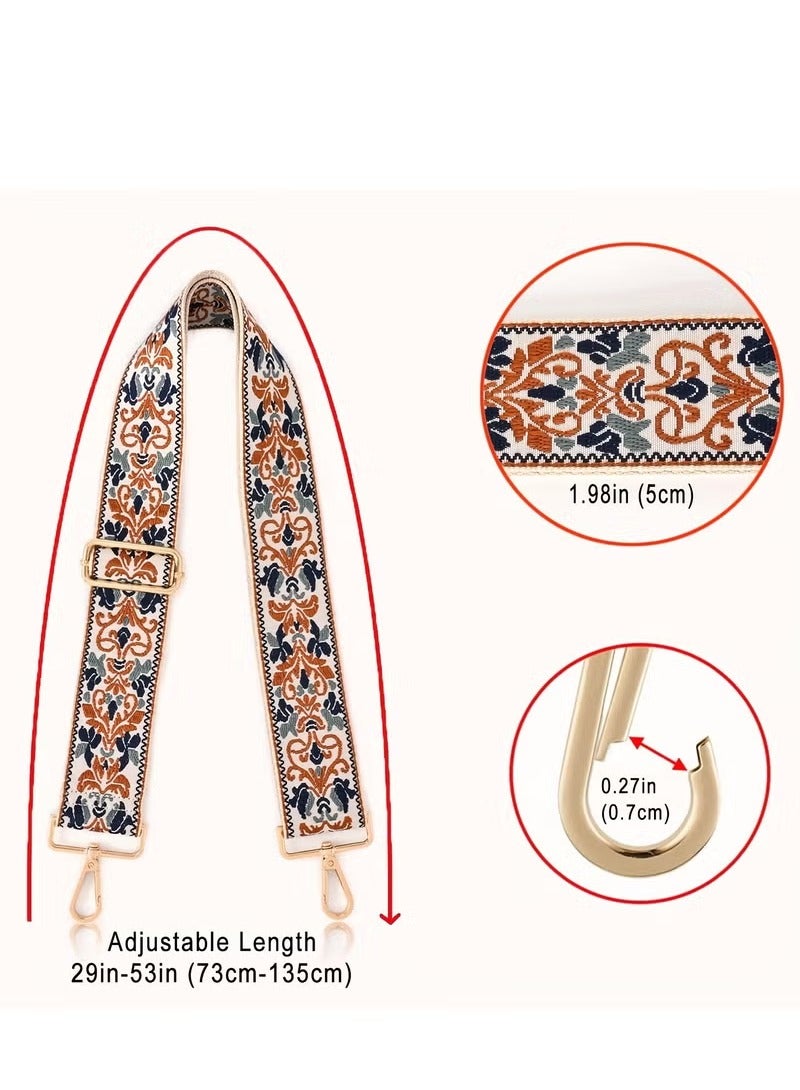 1pc embroidered wide shoulder strap, adjustable replacement handbag shoulder strap, adjustable cross shaped handbag shoulder strap  - Image 2