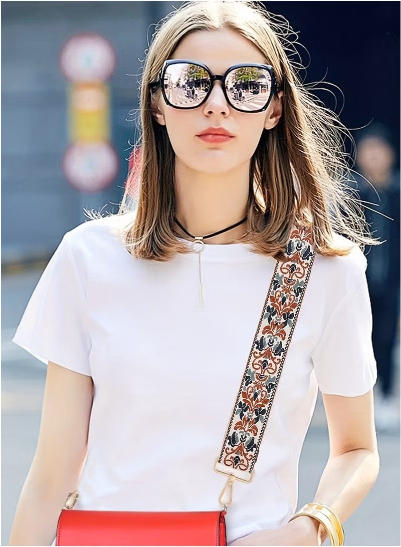 1pc embroidered wide shoulder strap, adjustable replacement handbag shoulder strap, adjustable cross shaped handbag shoulder strap  - Image 5