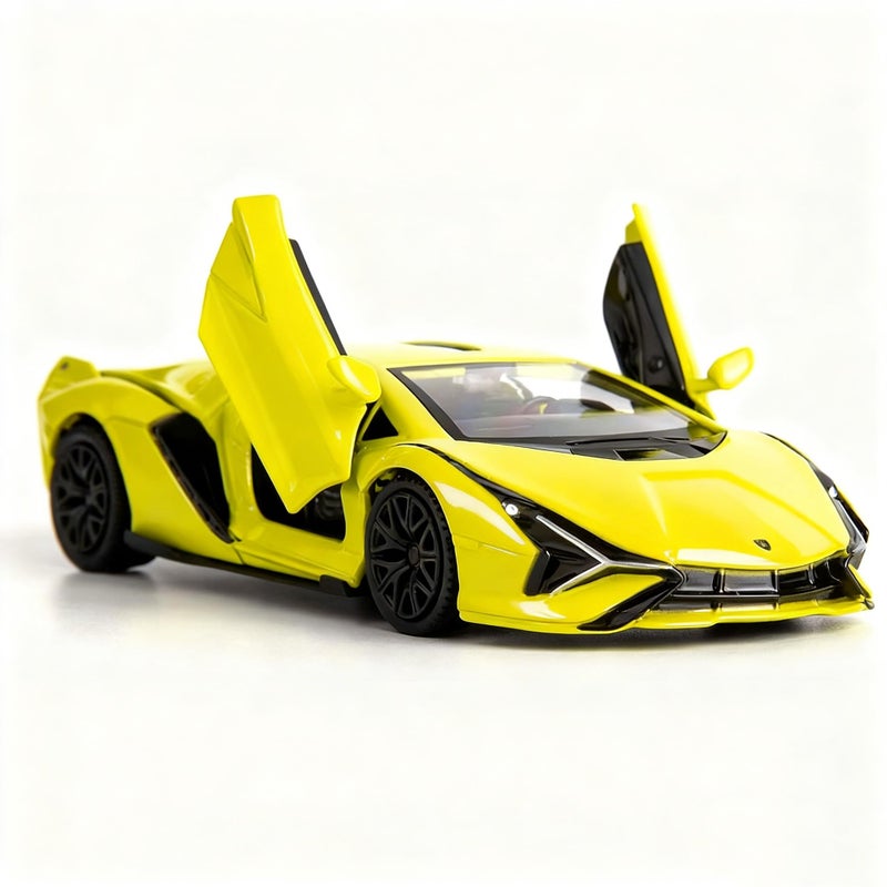 BDTCTK Lamborghini Sin FKP37 Diecast Car Models136 Zinc Alloy Toy Pull Back Vehicles Toy Cars for Toddlers Kids Boys Girls Gift Yellow - Image 3