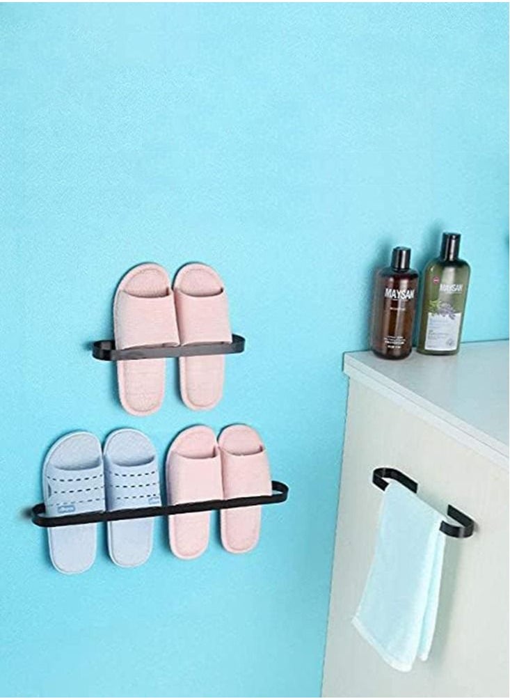 Perfii Set of 2 Stainless Steel Wall Mounted Shoe Organizers for Storing Shoes and Slippers  - Image 2