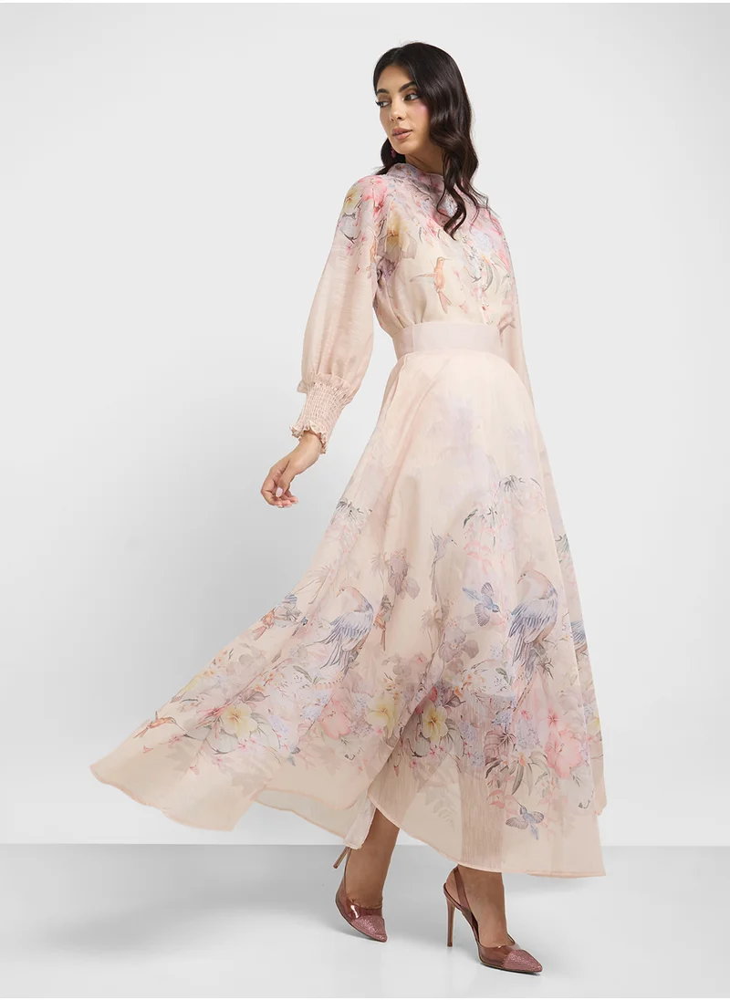 خزانة Floral Print Top & Skirt Set