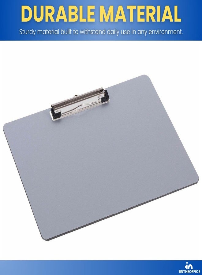 1InTheOffice Landscape Clipboard, Horizontal Clipboard, 8 1/2" x 11" Silver, 4 Pack - Image 3