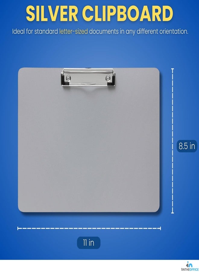 1InTheOffice Landscape Clipboard, Horizontal Clipboard, 8 1/2" x 11" Silver, 4 Pack - Image 2
