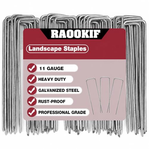 RAOOKIF 8 Inch Galvanized Garden Landscape Staples 2050100200Pcs Garden Metal Stakes 11 Gauge Heavy Duty Ground Stakes for Decoration Fence Lawn Fabric Pins - Image 1