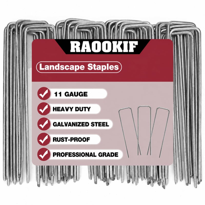 RAOOKIF 8 Inch Galvanized Garden Landscape Staples 2050100200Pcs Garden Metal Stakes 11 Gauge Heavy Duty Ground Stakes for Decoration Fence Lawn Fabric Pins - Image 2
