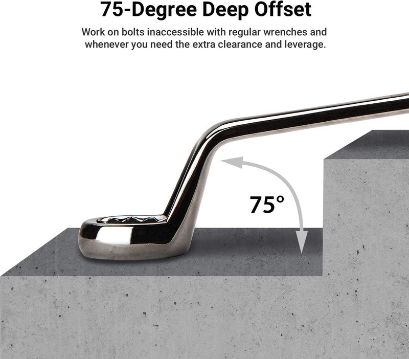 Capri Tools 13/16 x 7/8 in. 75-Degree Deep Offset Double Box End Wrench - Image 2