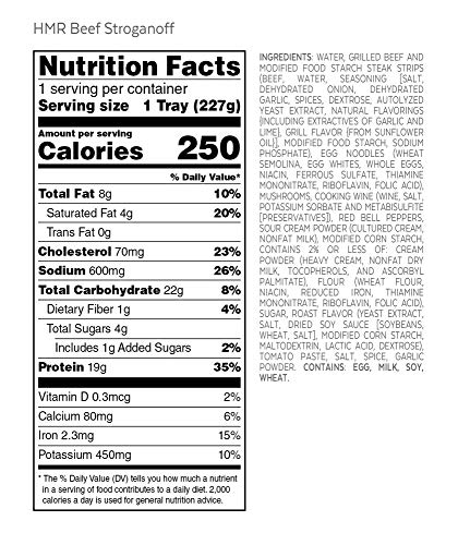 HMR Beef Stroganoff with Noodles Entrée | Pre-packaged Lunch or Dinner | Ready to Eat | 19g of Protein | Low Calorie Food | 8oz Serving per Meal | Pack of 6 - Image 3