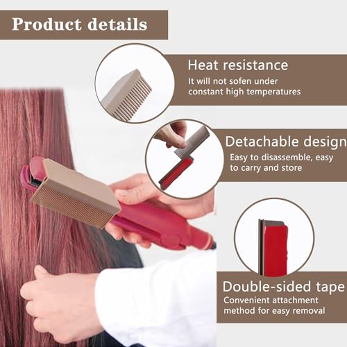 Dladhict Flat Iron Comb Attachment, Removable Hair Straightener, for Black Hair, Professional or Home Use Compact Straightening Styling Tool (Brown) - Image 5