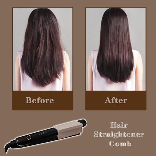 Dladhict Flat Iron Comb Attachment, Removable Hair Straightener, for Black Hair, Professional or Home Use Compact Straightening Styling Tool (Brown) - Image 4