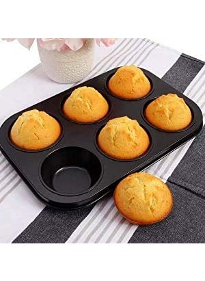 svk dream SVK DREAM NonStick 6 Cup Muffin Pan NonStick Baking Pans Easy to Clean and Perfect for Making Jumbo MuffinsCupcakes or Mini Cakes Black  - Image 3