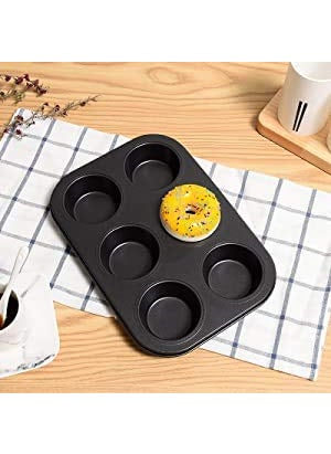 svk dream SVK DREAM NonStick 6 Cup Muffin Pan NonStick Baking Pans Easy to Clean and Perfect for Making Jumbo MuffinsCupcakes or Mini Cakes Black  - Image 4