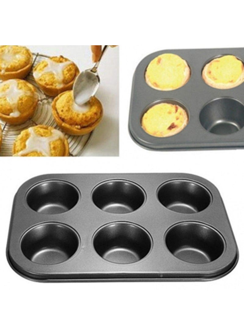 svk dream SVK DREAM NonStick 6 Cup Muffin Pan NonStick Baking Pans Easy to Clean and Perfect for Making Jumbo MuffinsCupcakes or Mini Cakes Black  - Image 2