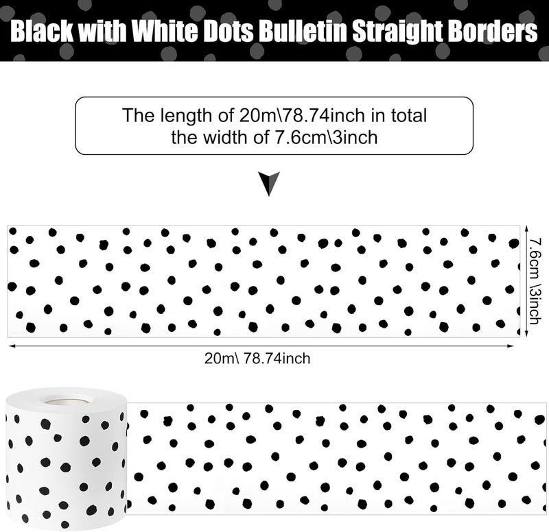 cheekyglo 65 Feet Bulletin Board Borders Dots Decorative Bulletin Border Rolled Blackboard Straight Trim Stickers Back-to-School Decoration for Classroom and Home (Black Painted Dots) - Image 2