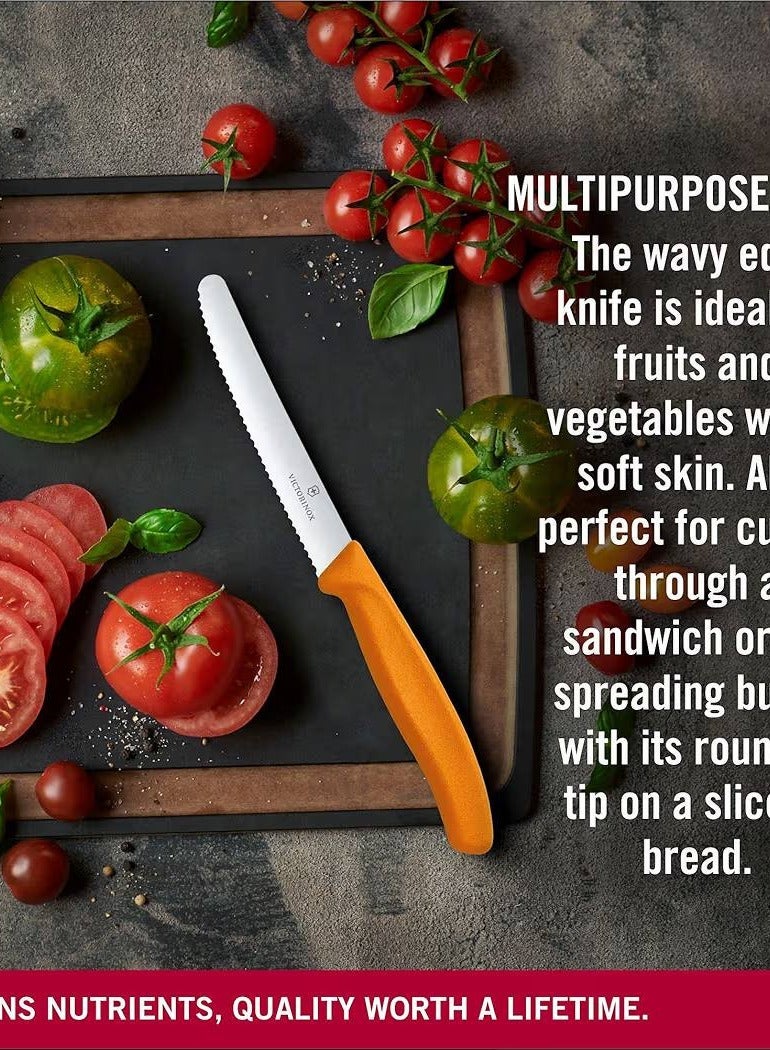Victorinox Swiss Classic Tomato and Table Knife Ideal for Cutting Fruits and Vegetables with Soft Skin Serrated Blade in , 4.3 inches orange ( 2pcs) - Image 3