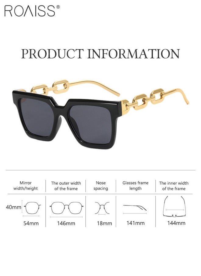 roaiss - Women's Square Sunglasses, UV400 Protection Sun Glasses with Stylish Gold Chain Temples, Fashion Anti-glare Sun Shades for Women with Glasses Case, 54mm - Image 1