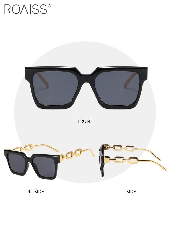 roaiss - Women's Square Sunglasses, UV400 Protection Sun Glasses with Stylish Gold Chain Temples, Fashion Anti-glare Sun Shades for Women with Glasses Case, 54mm - Image 1