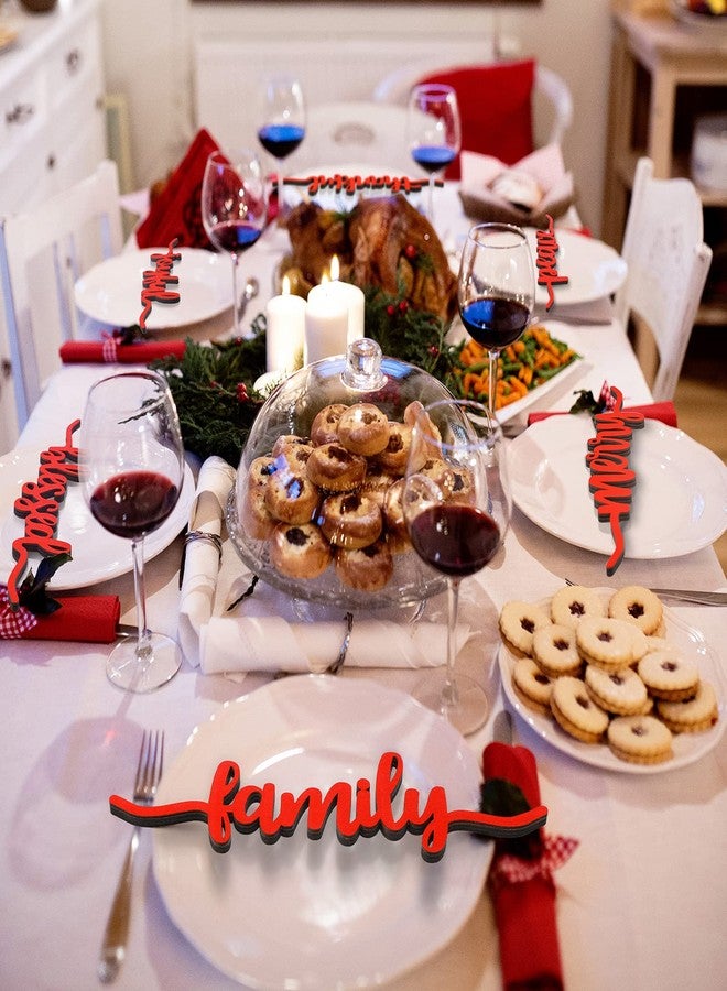 Jetec 12 Pieces Christmas Table decor Thankful Blessed Merry Joyful Peace Family Plate Sign Wood Cutout Rustic Decor Inspirational Letter Wood Sign Christmas Decorations - Image 2