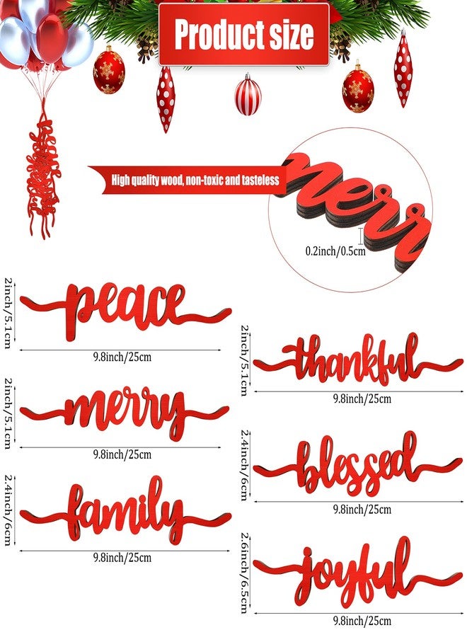 Jetec 12 Pieces Christmas Table decor Thankful Blessed Merry Joyful Peace Family Plate Sign Wood Cutout Rustic Decor Inspirational Letter Wood Sign Christmas Decorations - Image 3