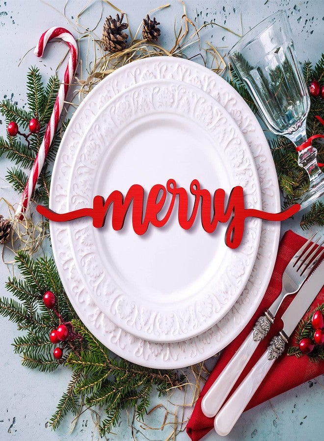 Jetec 12 Pieces Christmas Table decor Thankful Blessed Merry Joyful Peace Family Plate Sign Wood Cutout Rustic Decor Inspirational Letter Wood Sign Christmas Decorations - Image 5