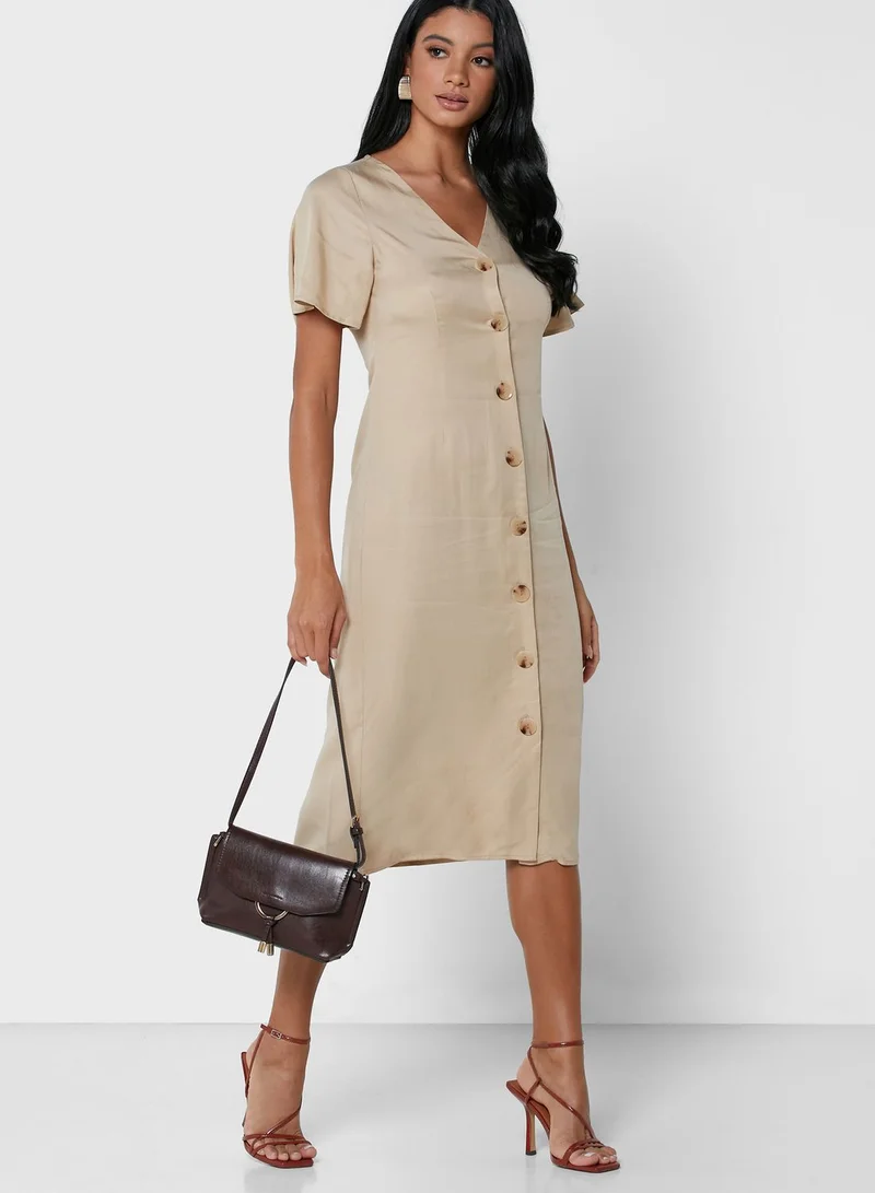 VERO MODA Button-Front Flounce Dress
