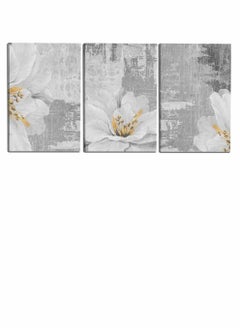 LOWHA Set Of 3 Framed Canvas Wall Arts Stretched Over Wooden Frame, Abstract Flower Paintings, For Home, Living Room, Office Decor  - Image 4