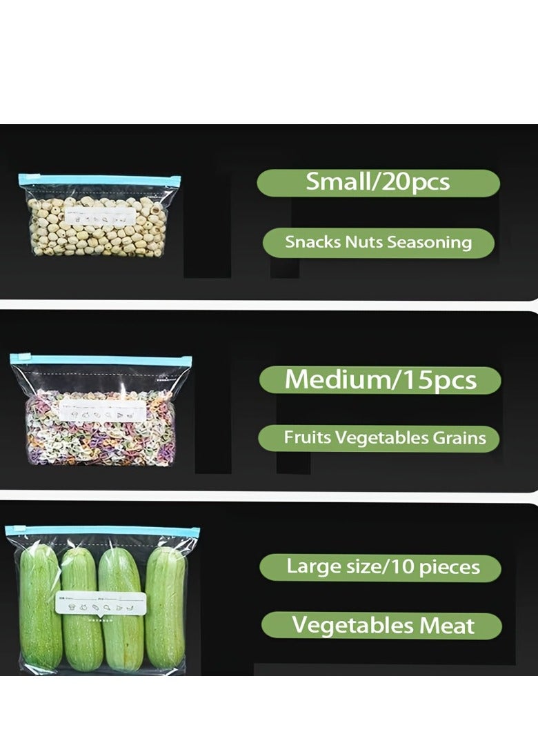 Family Kitchen Storage Resistant Bags - 45 reusable freezer and storage bags for meats and snacks.  - Image 2
