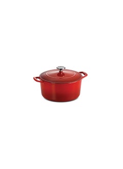 Since 1911,Made in Brazil- Series 1000 5.5 Qt Red Enameled Cast Iron Covered Round Dutch Oven