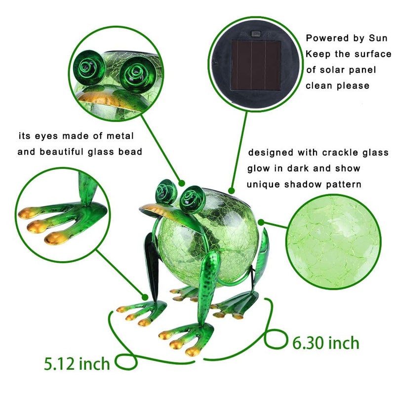 MUMTOP Solar Garden Lantern Waterproof LED Frog Solar Lights Outdoor Decorative Tabletop Lanterns Lamp for Yard Patio Table Decoration - Image 4