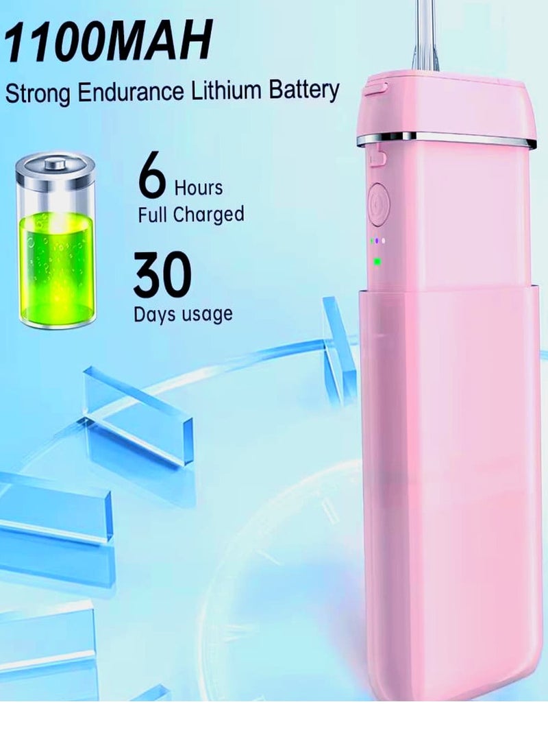 Arsal Water Flosser Portable , Oral Irrigator Water Teeth Cleaner Pick, Telescopic Water Tank, 3 Modes & IPX7 Waterproof, Home & Travel Water Flossers for Teeth, Braces Bridges Care (Pink) - Image 2