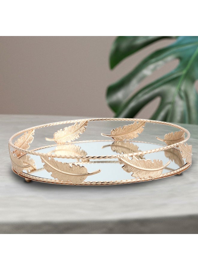 Home Decor Round serving tray,Golden Mirror Tray, serving & Glass Makeup &Vanity & Perfume &Decorative &mirror &Jewelry tray for bathroom and living room - Image 4
