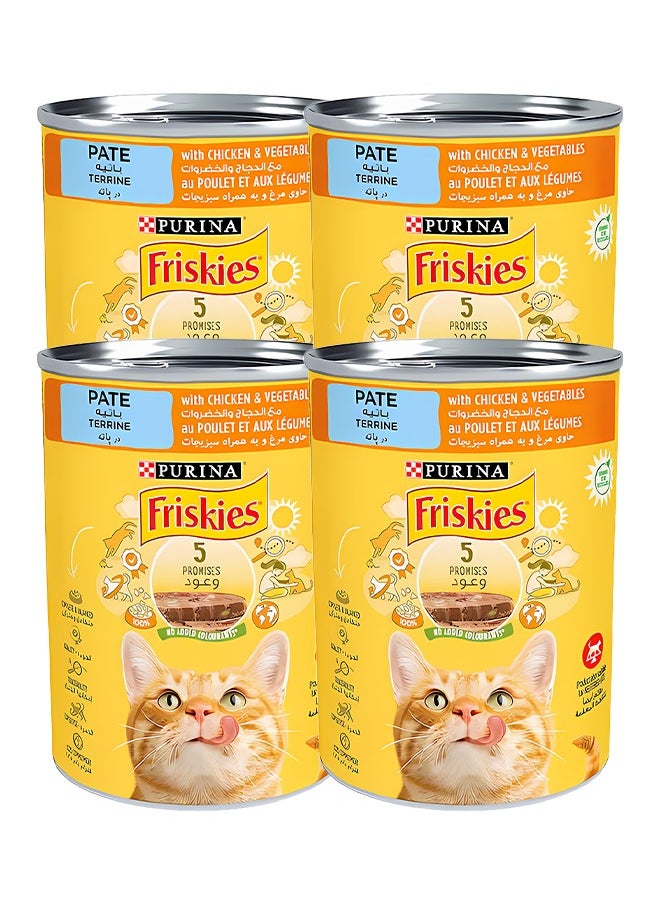 PURINA - Friskies Chicken & Vegetables Pate for Cats 400g*4 - Image 1