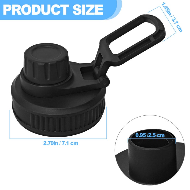 Ehzyaz 2 Pcs Replaceable Lid for Nalgene Sustain Tritan Water Bottle, Wide Mouth Loop Top Lid Compatible with Nalgene 32 oz, BPA Free, Replacement Cap Accessories with Handle Easy to Carry, Black - Image 4
